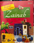 Book titled 'Zainab: Daughter of the Prophet' with colorful illustrations on a red background