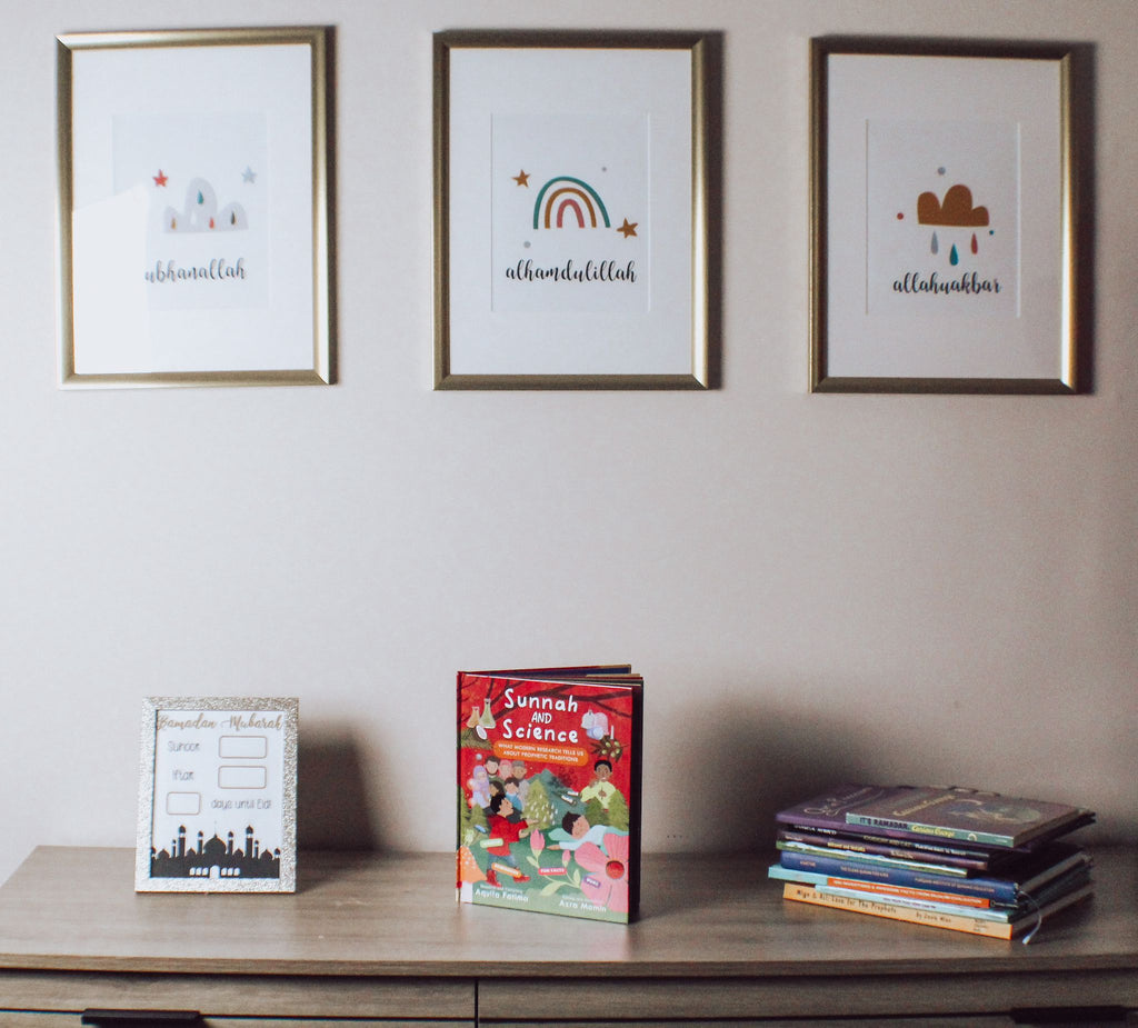 the book sunnah and science displayed on a dresser in a children's room