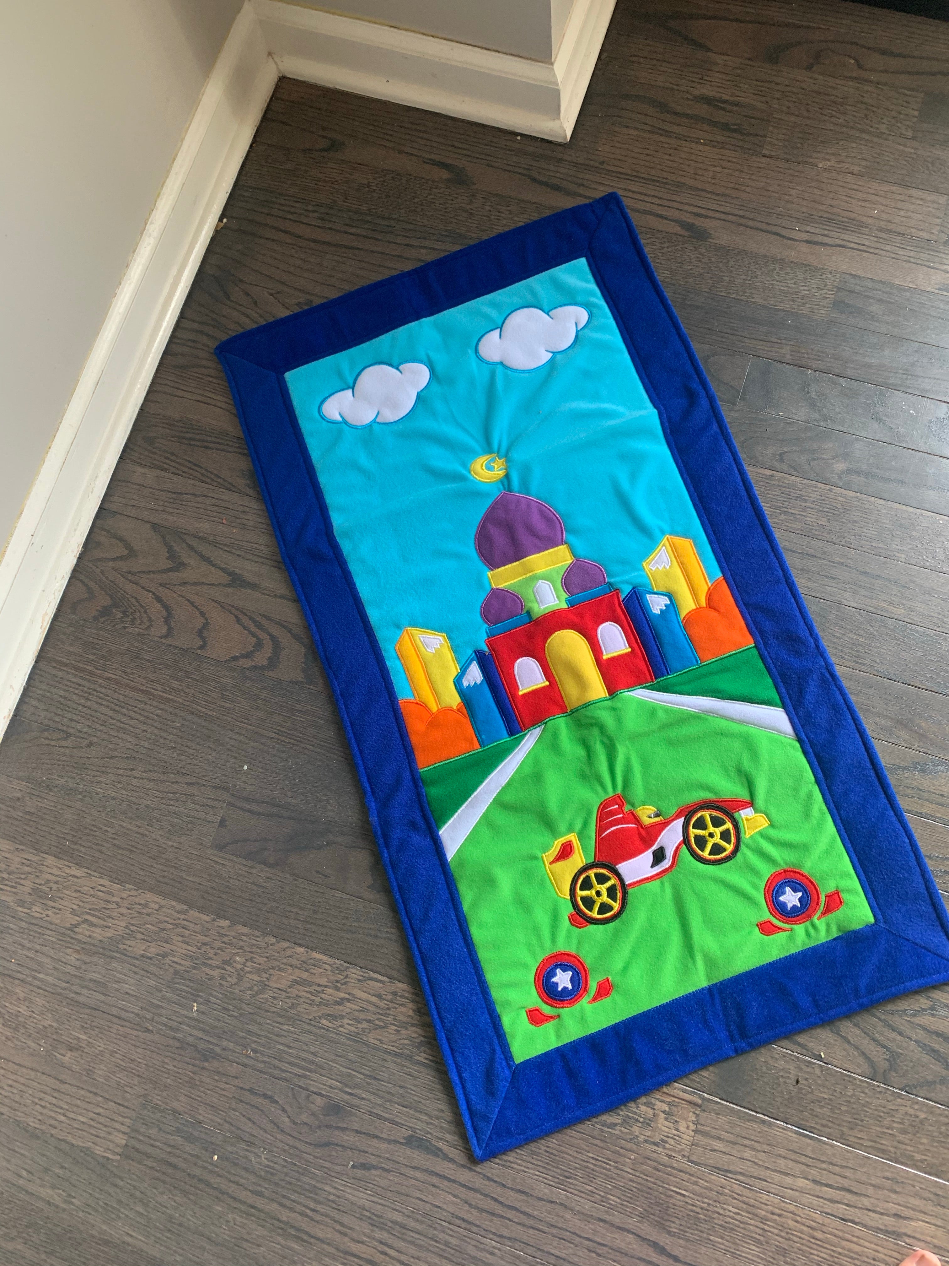 Kids Prayer Mat - Blue Race Car