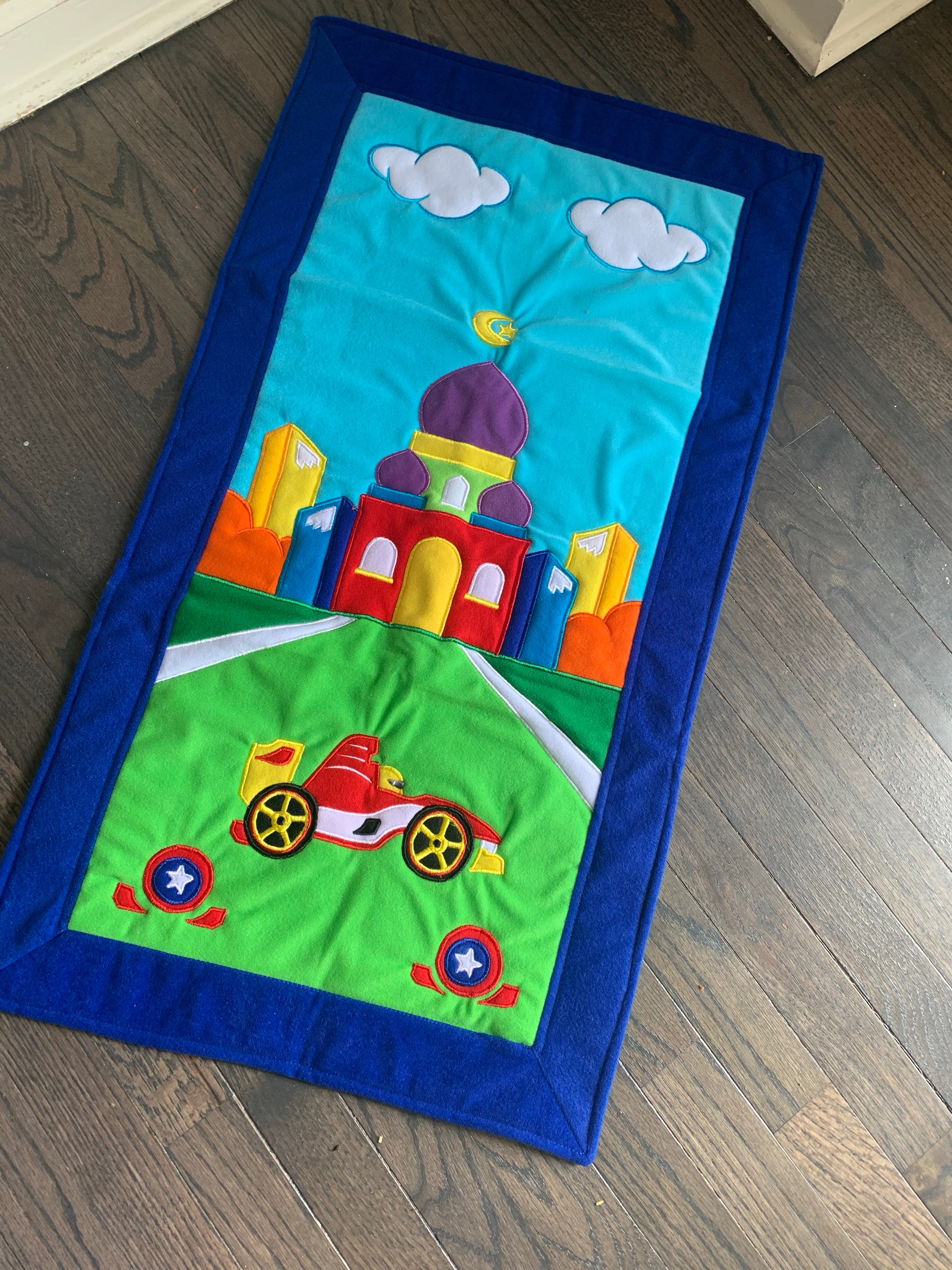 Kids Prayer Mat - Blue Race Car