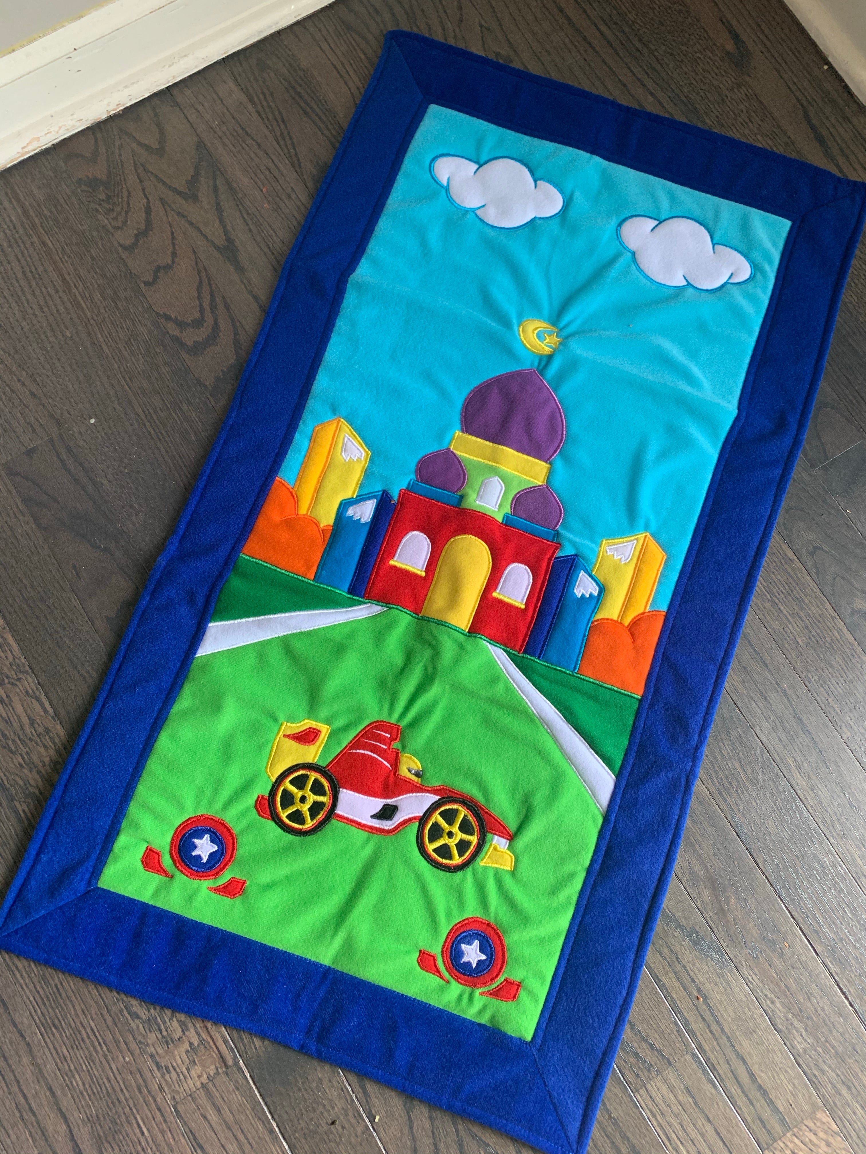 Kids Prayer Mat - Blue Race Car