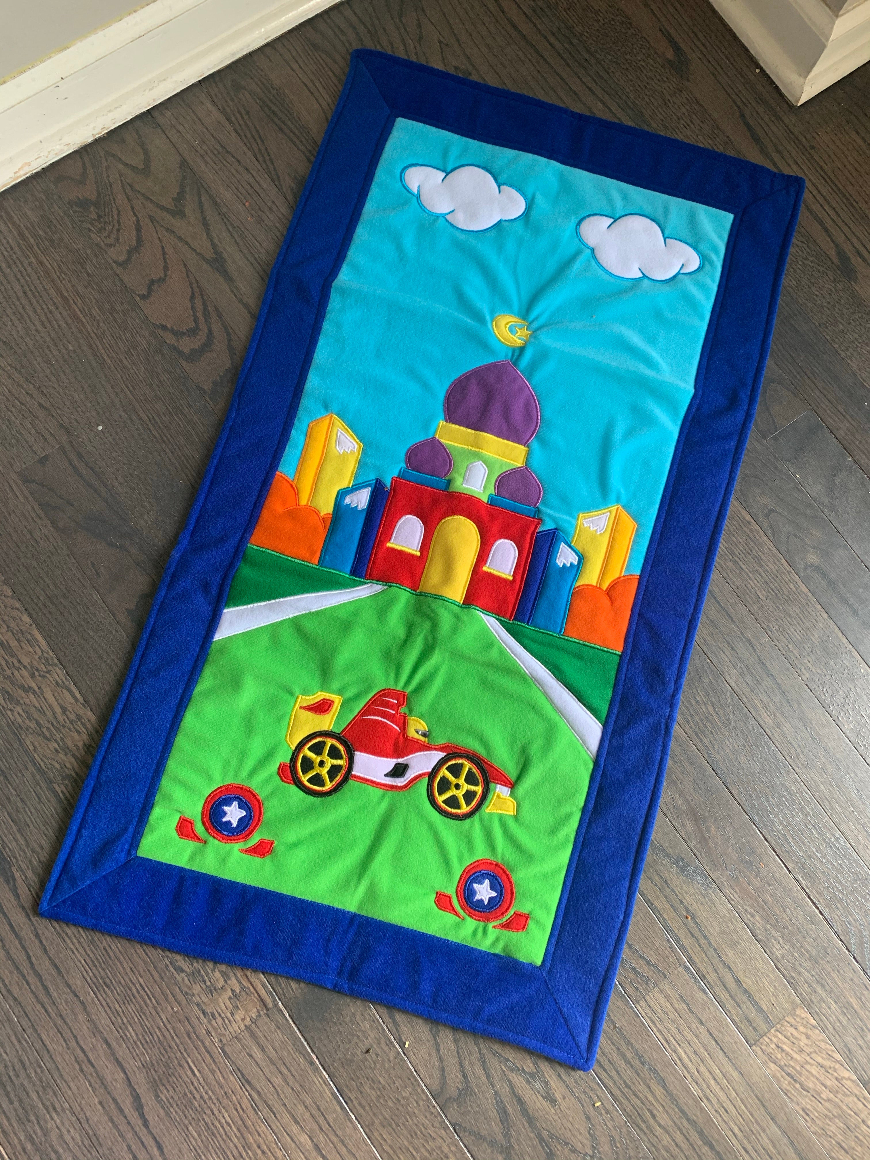 Kids Prayer Mat - Blue Race Car